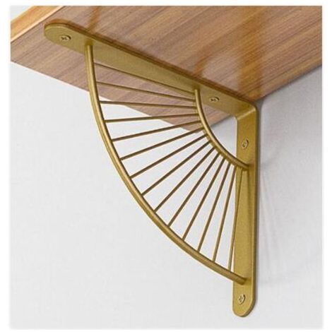 BUNTHAUS (Or) Support Triangulaire Flottant, 2 Pièces Support D'étagère Forme D'éventail, Supports d'Angle en Fer Muraux, Renfort d'Angle de Support d'Étagère pour Étagere Murale en Fer Supports
