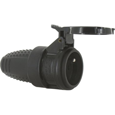 Fiche électrique étanche 2P+T 16 A femelle – IP44 pour utilisation extérieure – Prise caoutchouc pour locaux humides – Dhome (1/5)