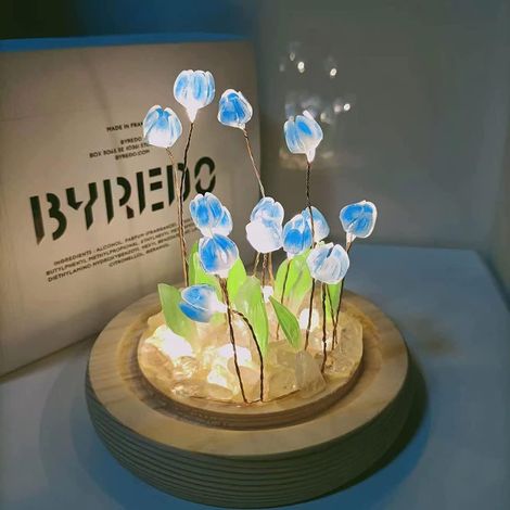 Lampe De Nuit Tulipe - Abat-jour En Verre - Alimentation Sur Piles AA - Hauteur 10 Cm - Kit De Montage DIY - 1 Pièce (1/5)