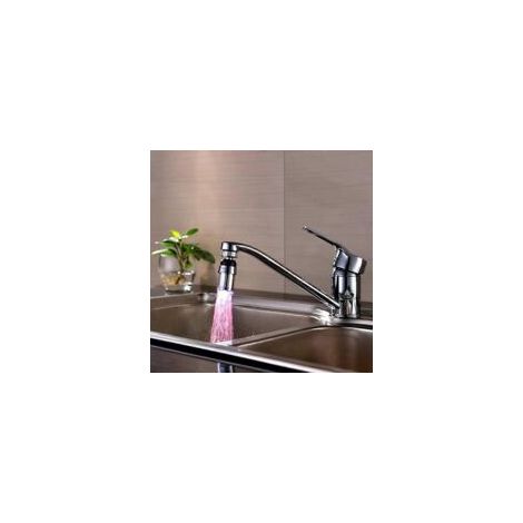 Rotierender LED-Wasserhahn-Luftsprudler mit Temperaturregelung und 3 wechselnden RGB-Farben, für Küche und Bad. Stil D.-Crezuo