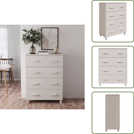 Buffet HAMAR Blanc 79x40x103,5 cm Bois massif de pin - Buffet Blanc - Buffet Design - Buffet Contemporain - Meuble Rangement - Commode (1/5)