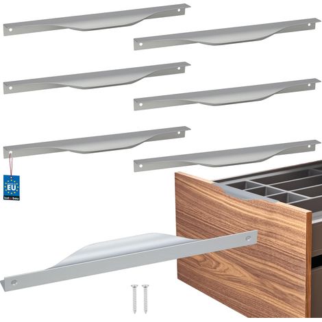 KOTARBAU® Moderne Möbelgriffe aus Aluminium mit silberner Kante, 256/276 mm, 6er-Set