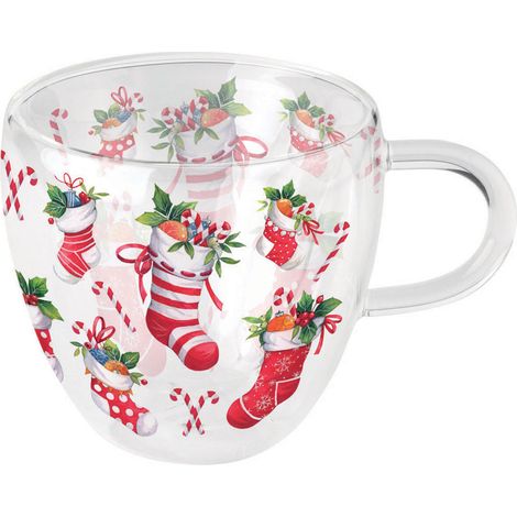 Tasse à thé en verre double paroi Noël  200 ml (1/2)