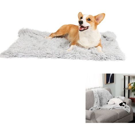 Hundedecke, Katzendecke, Sofaschutz, Plüschdecke für Haustiere, Größe L (127 x 100 x 5 cm), warme und bequeme Haustierdecke, Hellgrau (1/5)