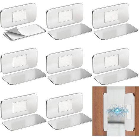 Set di 8 chiusure magnetiche ultra sottili per ante di armadietti, adesive, senza bisogno di forare, chiusura magnetica per armadietti da cucina, mobili, ante scorrevoli, cassetti (1/5)