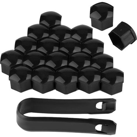 Cache-écrou de roue Couvercle de vis de pneu, 20pcs 17mm Écrou de roue de voiture de vis automatique de moyeu Cache-bouchon [Noir] (1/5)