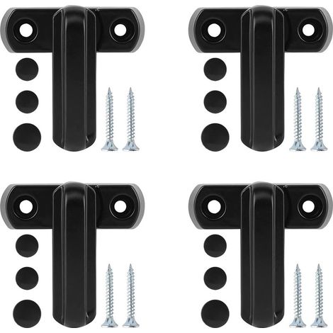 Fermaporta per finestre e porte - 4 pezzi - Lega di alluminio - Sicurezza domestica - Sicurezza bambini - Blocco - Fermaporta aggiuntivo per finestre e porte in UPVC/PVC - Nero (1/4)