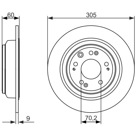 Disque de frein BOSCH 0 986 479 740 pour ACCORD VIII, ACCORD VIII (1/2)