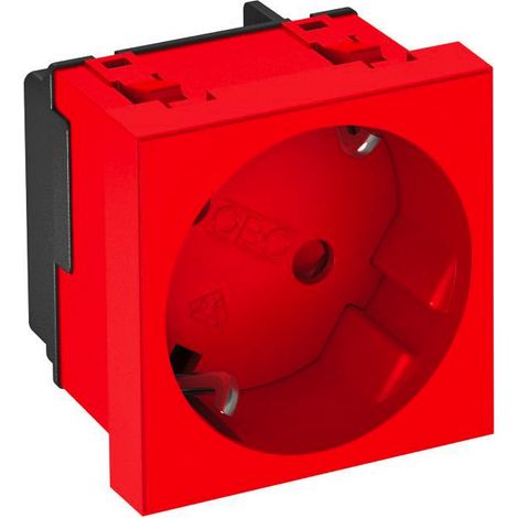 OBO Bettermann Presa 33°, 1-polo con contatto di protezione 250V, 10/16A policarbonato rosso segnale RAL 3001, 6120079