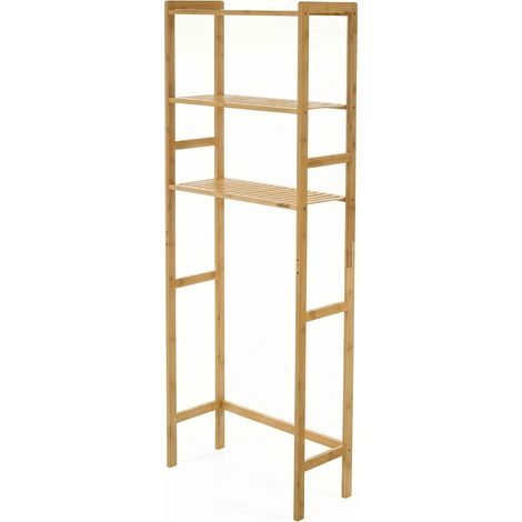 Scaffale Salvaspazio in Bambù 60x25x161 cm Mobile da Bagno a 3 Ripiani (1/5)
