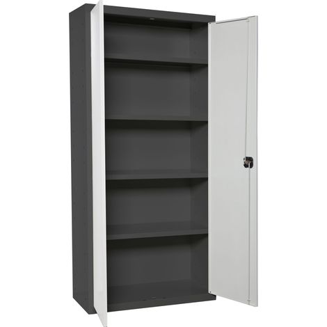 Armario metálico SIMONLOCKER de 4 estantes (180x60x40cm) ANTRACITA Y BLANCO (1/3)