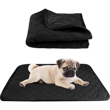 Tapis Éducateur pour Chien Lavable Réutilisable, 60 × 45cm Tapis Proprete Chiot Lavable, Alèse Lavable Chien, Antidérapant, Absorbant pour Chiot pour Chien, Chat, Lapin, Cochon d'Inde (Noir) (1/5)