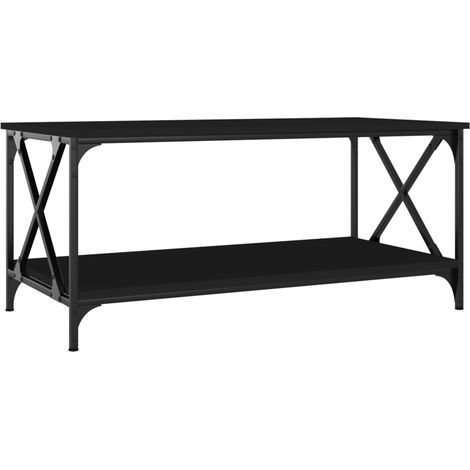 Table basse Noir 100x50x45 cm Bois d'ingénierie et fer vidaXL