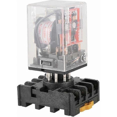 Relais bipolaire bidirectionnel transparent avec bobine 220 V CA et embase (1/5)