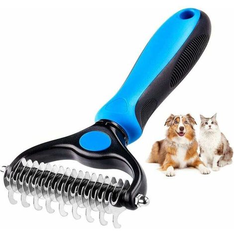 Brosse Chat, Brosse pour Chiens Dédéparage de Brosse de Sous-poil pour Chiens Râteau de Toilettage Double Face en Acier Inoxydable,Accessoire Toilettage Chiens Chats pour Démêlage Nœuds des Poils (1/5)
