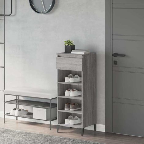 vidaXL Shoe Rack Grey Sonoma 40x36x105 cm Engineered Wood (1/5)