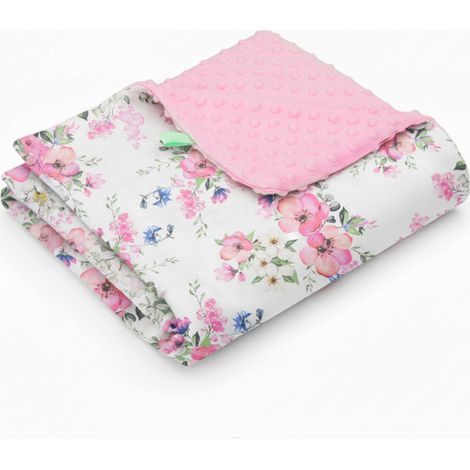 Coperta in minky 75x100 (rosa + mela bianca) (1/3)