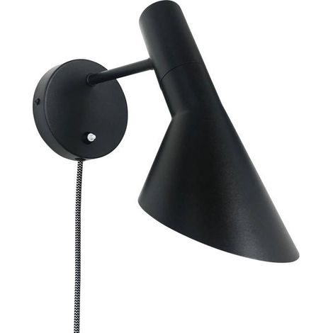 Aplique De Pared Diseño Con Cable Y Enchufe "Marlene" - Negro