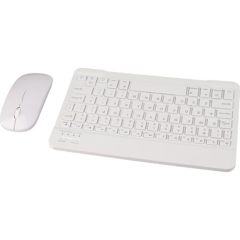 Ensemble clavier et souris ultra-fin et silencieux, interface USB, 1600 DPI, pour PC, bureau, téléphone, ordinateur et tablette (blanc).