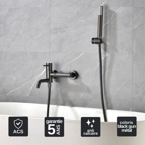 Mitigeur de Baignoire et Douche anti-calcaire Black Gun Métal IMEX MONZA BDM039-4BGM (1/5)