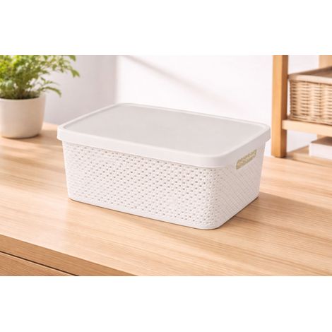 Box mit Deckel Kunststoff 3,5L weiß-027100140-weiß