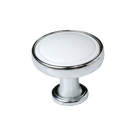 Poignée en métal, diamètre 30mm, chrome/blanc (1/2)