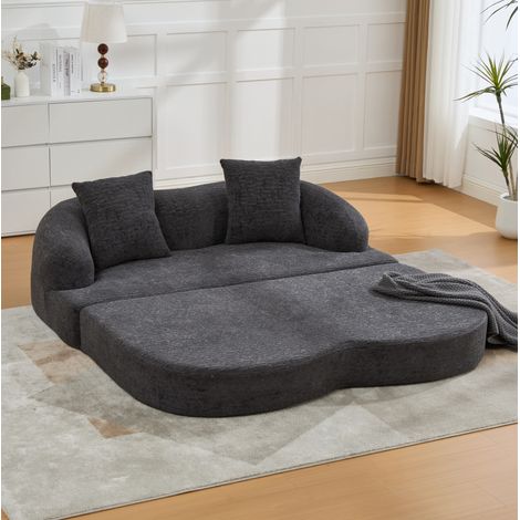 Schlafsofa 157x84x65 cm dunkelgrau Chenille 2-in-1 klappbar ohne Montage (1/5)