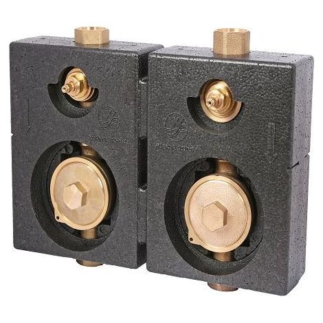 Schlösser Armaturen MONTAGEBLOCK DUO, TYP 2"-KOAX MIT BEF.-MATERIAL, IG 3/4", ROTGUSS