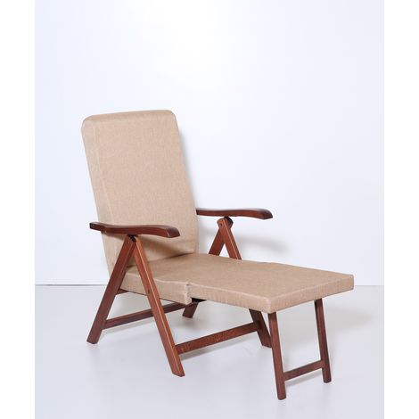 Poltrona ELITE LOS ANGELES in faggio reclinabile 4 posizioni in tessuto con prolunga poggiapiedi BEIGE (1/2)