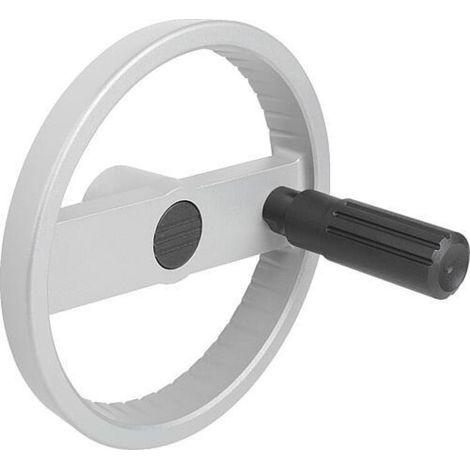 KIPP 2-Speichenhandrad D1=160 Form E Aluminium silber (1/4)