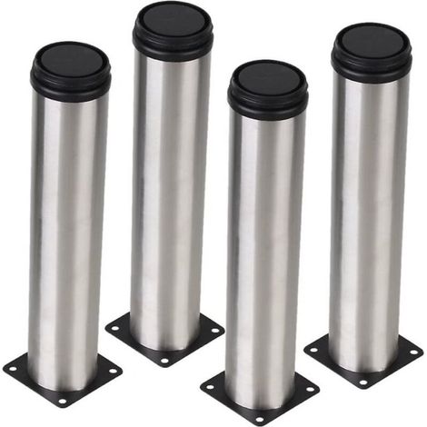 Lot de 4 pieds réglables en acier inoxydable argenté – hauteur ajustable de 50 à 250 mm – pour meubles, machines, équipements industriels et mobilier professionnel (1/5)