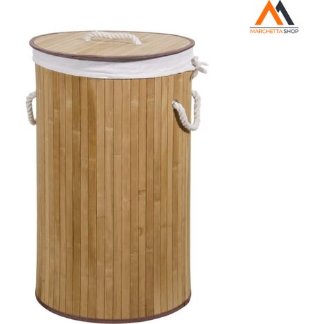 CESTO PORTA BIANCHERIA ROTONDO NATURAL D.40 H 60