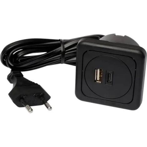interbar 9016-014 3 Puertos USB Enchufe Negro