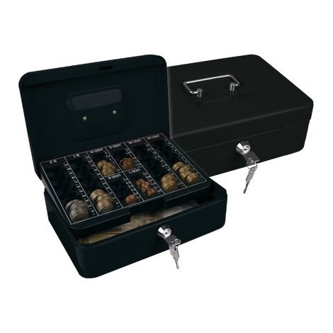 Caja caudales q-connect 10 250x180x90 mm negra con portamonedas