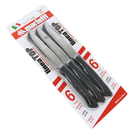 Coltelli bistecca microdentati neri Marietti Top set 6 pz
