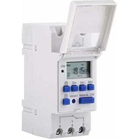 Minuteur Numérique Programmable, Minuterie Numérique Ecran LCD Interrupteur Horaire Numérique Hebdomadaire avec Programmation Minuteur Numérique Programmable sur Rail DIN (220 V) (1/4)