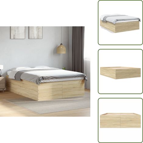 Giroletto con doghe - vidaXL Giroletto Rovere Sonoma 120x190 cm in Legno Multistrato - Letto moderno