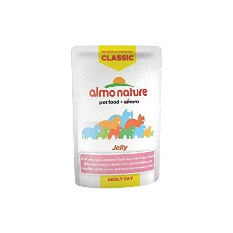Almo Nature  HFC-Gelee  55g Beutel – Thunfisch- und Hähnchenfilets mit Schinken 55g