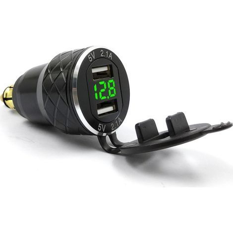 Chargeur de téléphone portable usb pour moto, prise européenne pour BMW Ducati, affichage de tension en métal, chargeur de voiture,vert (1/4)
