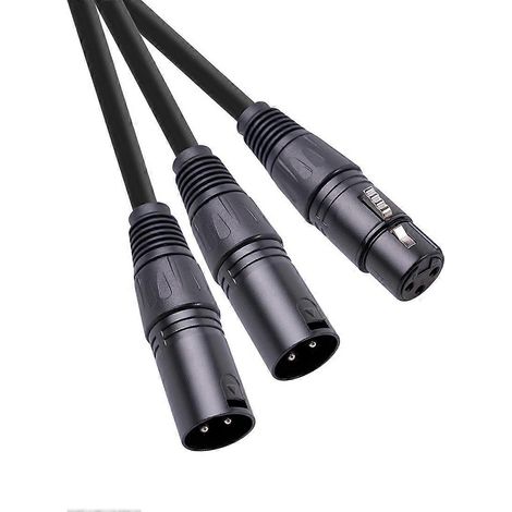 Câble répartiteur XLR, câble en Y XLR femelle 3 broches vers double XLR mâle, adaptateur audio pour microphone symétrique - 50 cm (1/4)