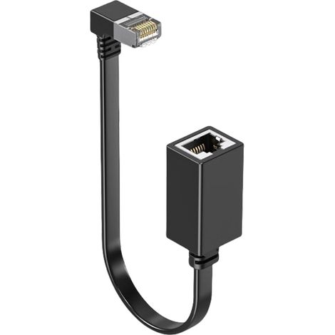 Câble d'extension Ethernet Cat7 coudé à 90° avec connecteur RJ45 mâle-femelle, pour connexion Internet (1/5)