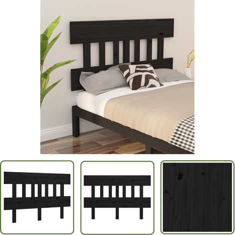 SKM Tête de lit Noir 143,5x3x81 cm Bois massif de pin (1/5)