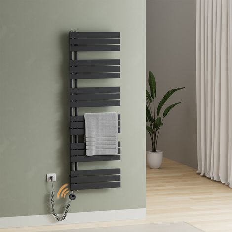 S'AFIELINA Elektrischer Badheizkörper Handtuchtrockner mit Timing Elektrisch Thermostat, Handtuchwärmer mit Heizstab, Anthrazit 159.9x60 cm 1000Watts (1/5)