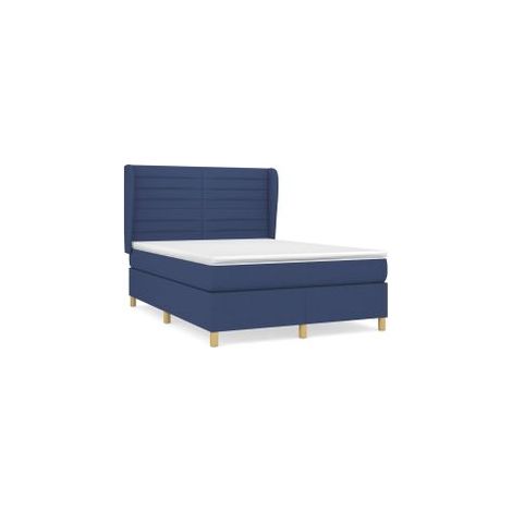 Sommier à lattes de lit avec matelas Bleu 140x190 Tissu (1/5)