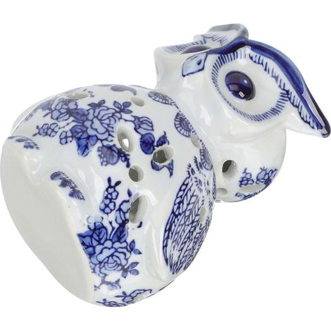 Bougeoir en céramique en forme de hibou, ornement de style chinois. (1/5)