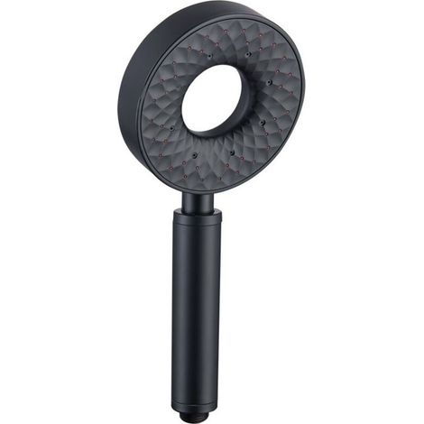 Pommeau de Douche Anti Calcaire Douchette à Main Haute Pression 3 Fonction Pomme de Douche à Main Economie Deau Tête, ABS, Rond,Noir (1/5)