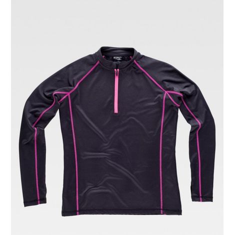 Sudadera sport de cuello mao para mujer WORKTEAM S7555 XL Negro / Rosa fluor (1/2)