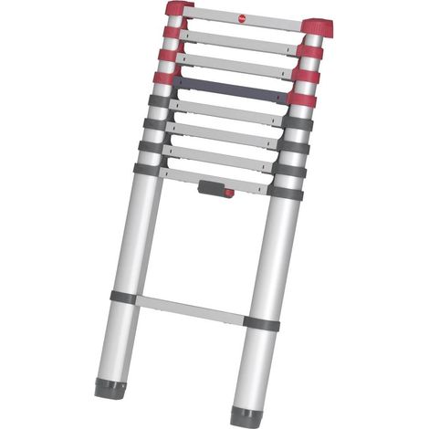 Hailo – Échelle télescopique aluminium 9 échelons – Hauteur de travail max. 3.4 m – Charge max. 150 kg – Norme DIN EN 131 (1/4)