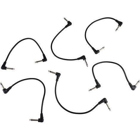 6 Cordons de Guitare Courbés, Câbles d'Effets pour Pédalier, Connectiques pour Instruments de Musique avec Embouts Angulaires (1/5)