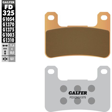 Pastillas de freno Galfer KH379 de metal sinterizado (doradas) Sport, delanteras Kawasaki/Suzuki